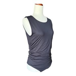 House of Harlow 1960 Black Sleeveless Ruched Bodysuit Size L Large